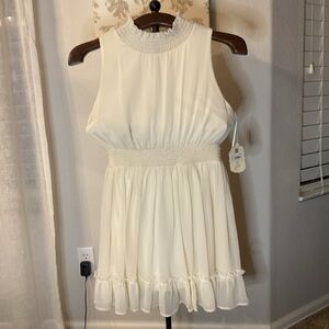 Altar’d State Elegant Cream Sleeveless Dress